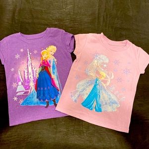 Disney Frozen Anna and Elsa girls size 4 two pack tshirts